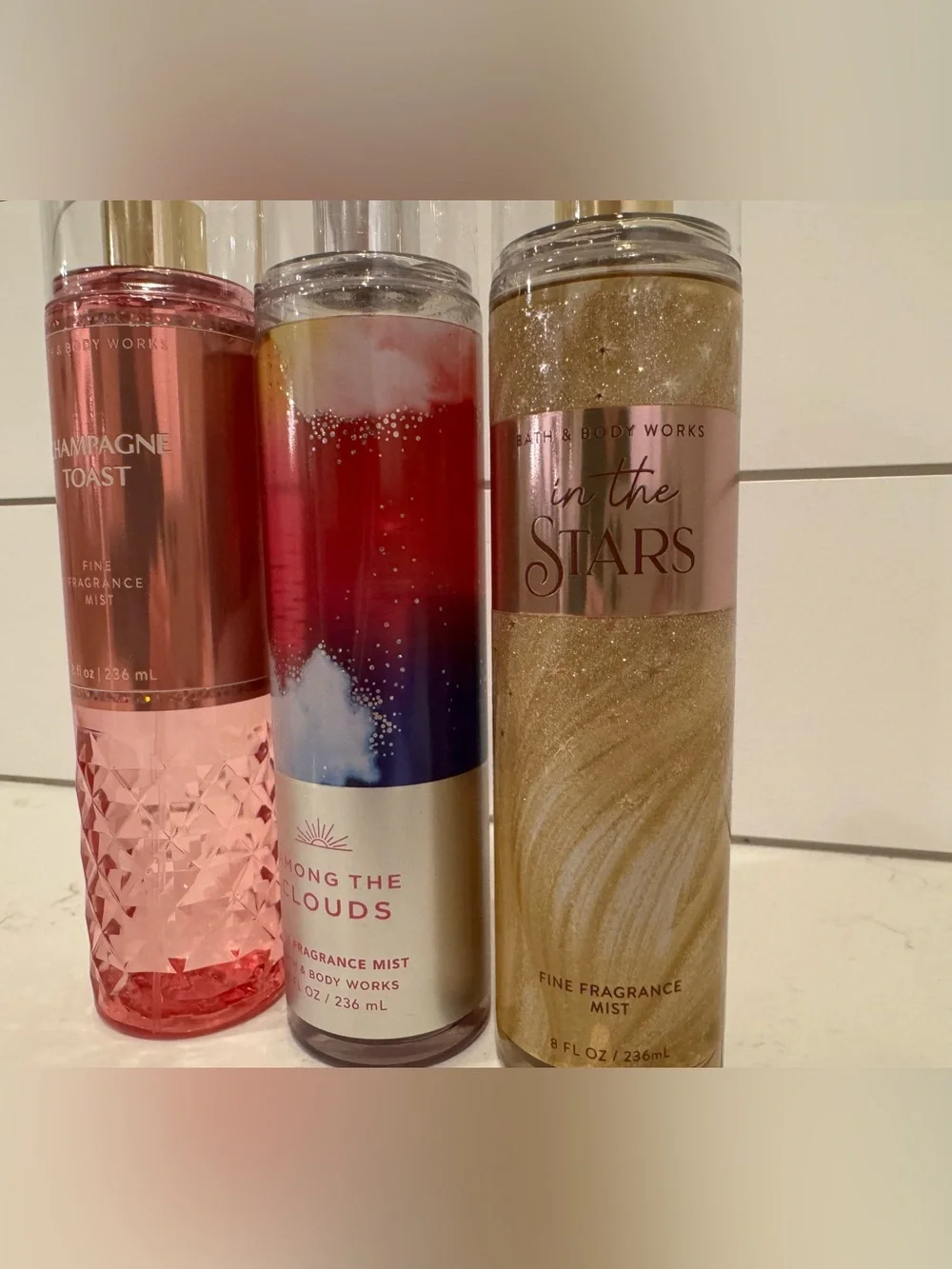 Bath & Body Works Bundle Fine Fragrance Mist Champaign Toast, Among the Clouds